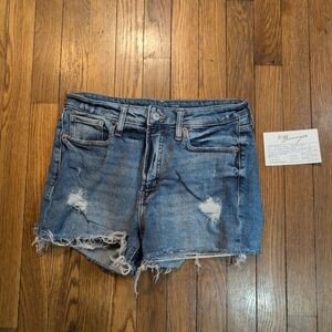 Old Navy High Rise OG Straight Smoothing Pockets Distressed Cut-off Shorts sz 6